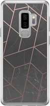 Samsung S9 Plus hoesje siliconen - Marble | Marmer grid | Samsung Galaxy S9 Plus case | zwart | TPU backcover transparant