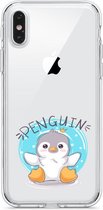 Apple Iphone X / XS transparant siliconen hoesje - Pinguin