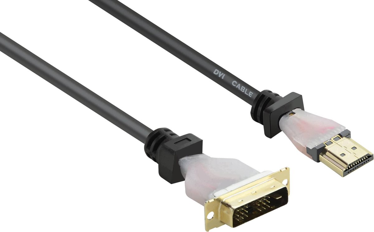 Image of Renkforce RF-4212216 DVI-kabel DVI / HDMI Adapterkabel DVI-D 18+1-polige stekker, HDMI-A-stekker 1.80 m Zwart Vergulde