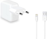 DrPhone 12W oplader oplaad adapter inclusief 1 meter lightning kabel voor Apple iPad 4 / iPad Pro / Air / iPad 2018 / 2019 Mini / Pro / iPhone 11 / Max en iPhone 6 / 6S / 6 Plus / 7 / 7 Plus / 8 / 8 Plus / XR / XS Max / XS / X