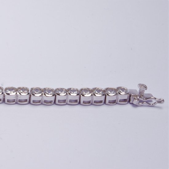 Brigada - tennisarmband met zirkonia steentjes - veiligheidsslotje - 18 cm  lang - 925... | bol.com