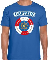 Kapitein/captain verkleed t-shirt blauw voor heren - maritiem carnaval / feest shirt kleding / kostuum S