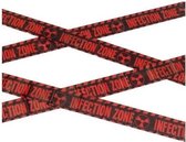 Afzetlint Zombie zone 12 meter - Halloween/horror decoratie/versiering - Afzetlinten - Radioactief - Infection zone