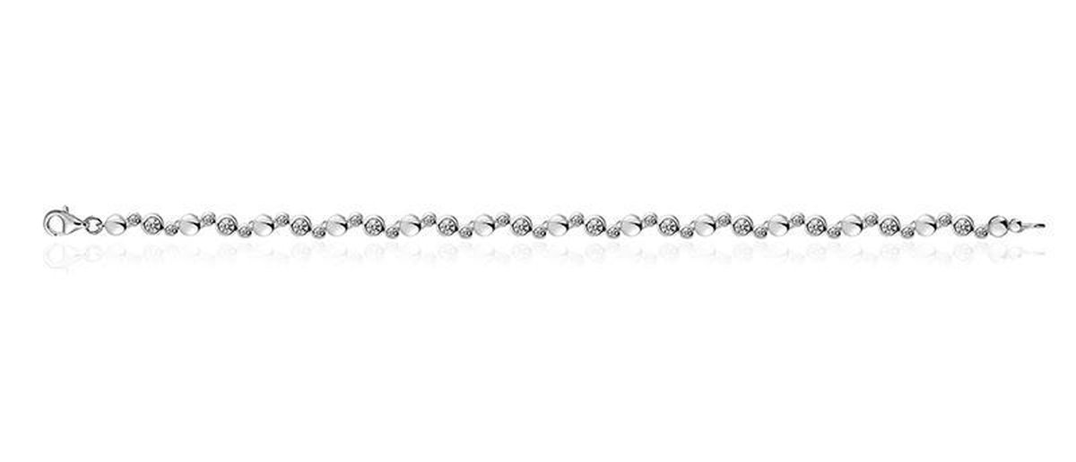 Jewels Inc. - Armband - Tennisarmband Fantasie gezet met Zirkonia in Gladomzetting - 4mm Breed - Lengte 20cm - Gerhodineerd Zilver 925