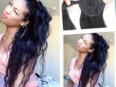 Ponytail Paardenstaart 60cm zwart 100%human hair echt haar dik&vol