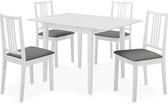 Complete Eettafel set 5 delig Wit (Incl Anti Kras Vilt 16st) - Eet tafel + 4 Eetstoelen - DIneertafel - Eettafelstoelen - Eetkamerstoelen - Eethoek 4 persoons