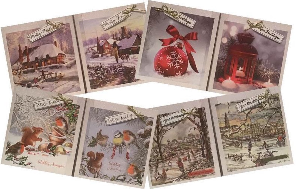 Luxe Glitter Kerstkaarten met Enveloppen 4x8 bol