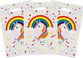 20 stuks traktatie zakjes - uitdeelzakjes Unicorn regenboog 16.5 x 25 cm
