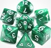 Afbeelding van het spelletje KELERINO. Dobbelstenen voor Dungeons & Dragons - Polydice - Marmer - 7 Delige Set - Groen / Wit