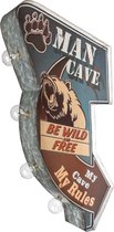 Signs-USA - Light up! Dubbelzijdig Man Cave vintage marquee uithangbord met bulb lampen - 32 x 8 x 55 cm