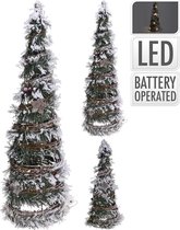 Kerstboom decoratie 40 cm met warm wit LED licht op batterij - Kerstversiering/kerstdecoratie kerstverlichting woondecoraties