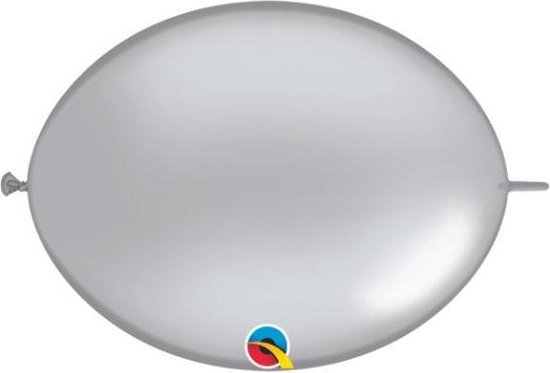 Doorknoopballonnen Quicklink Metallic Q6 Zilver 17 cm (50 stuks)