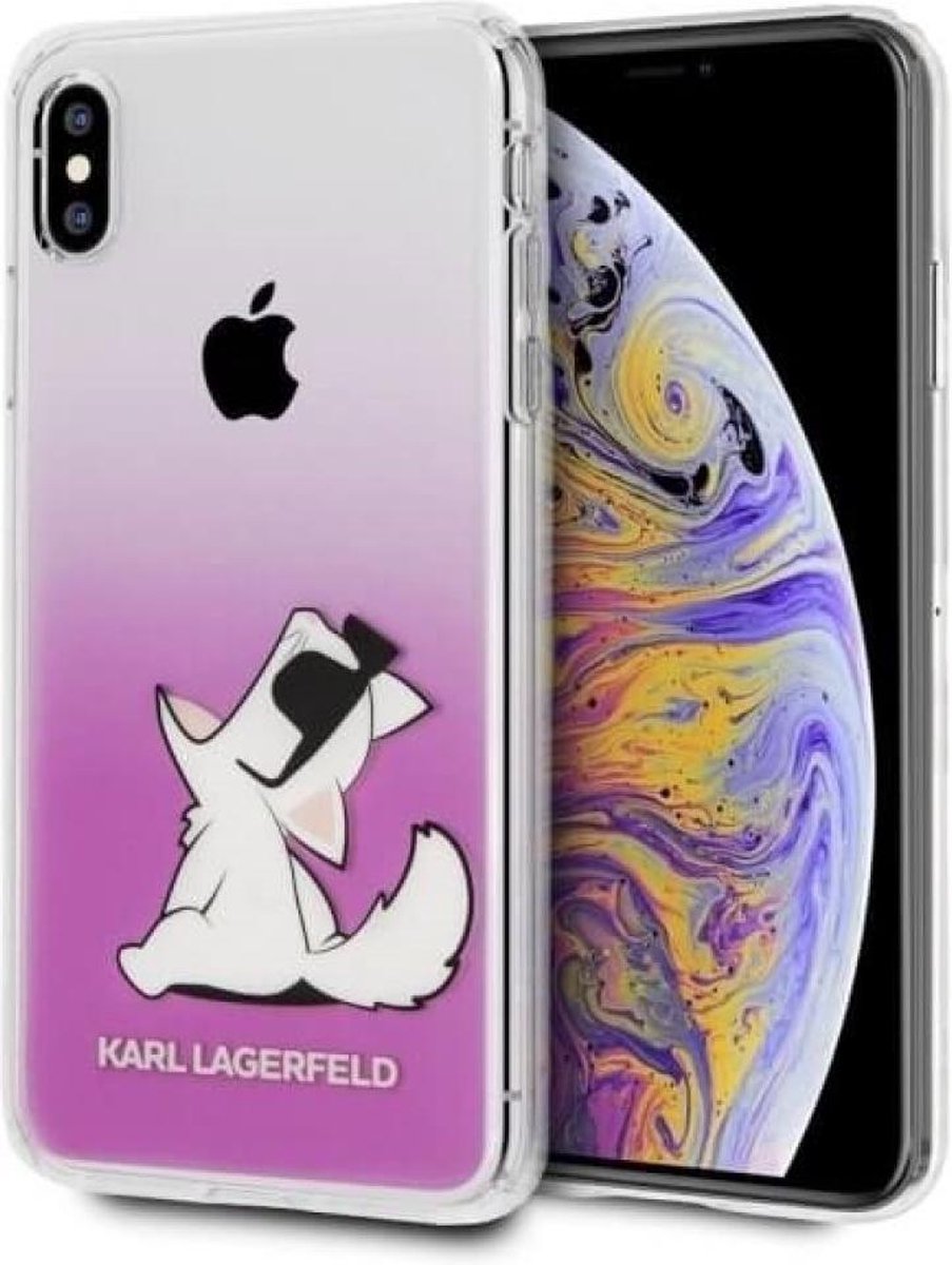 Karl Lagerfeld Fun Choupette Backcase hoesje iPhone XS - X Roze Transparant