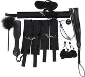 Eroticnoir- Luxe BDSM set XXL - Complete SM set - 10 delige Bondageset - Tepelklemmen - SM zweep - Blinddoek - Bondagetouw - Bondageset