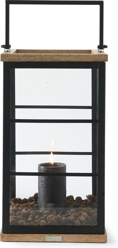 scheuren Soldaat aan de andere kant, Rivièra Maison Union Square Loft Lantern Square - Windlicht - Hout - Zwart  | bol.com