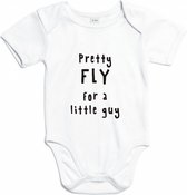 Rompertjes baby met tekst - Pretty fly for a little guy - Romper wit - Maat 74/80