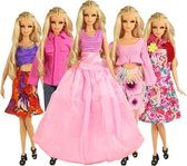 5 sets kleding voor modepoppen - jurken, broek, topjes past op barbie