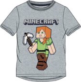 Minecraft t-shirt korte mouw - grijs met Steve - maat 140 / 10 jaar