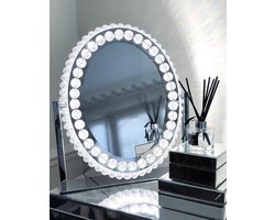 Bright Beauty make up spiegel met verlichting - rond ovaal - dimbaar met drie lichtstanden