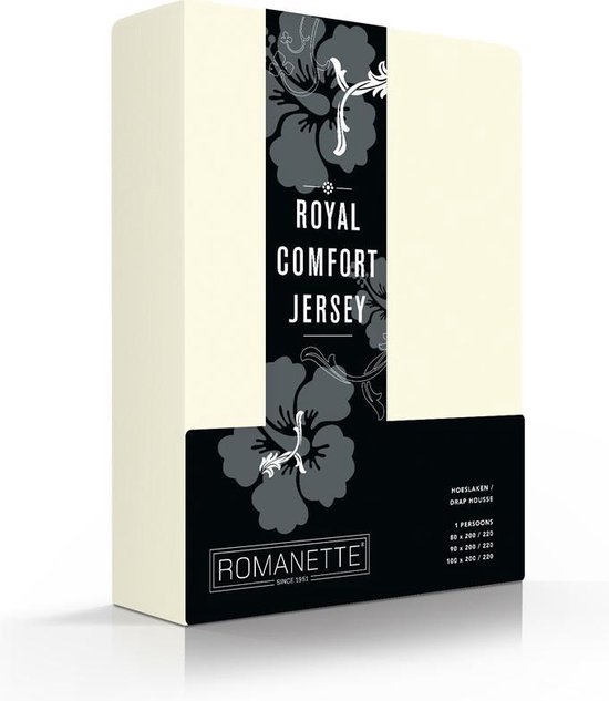 Royal Jersey Comfort Premium 95% Macokatoen / 5% Lycra Hoeslaken - Eenpersoons (80/90/100x200/210/220 cm) - Ivoor