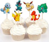 ProductGoods - 48 x Leuke Pokemon cocktailprikkers | Verjaardag | Sateprikkers | Traktatie | Feest | Cake topper decoratie | Prikkers