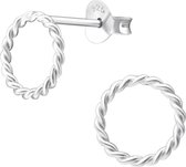 Joy|S - Zilveren rond cirkel kabel oorbellen 9 mm Sterling zilver 925