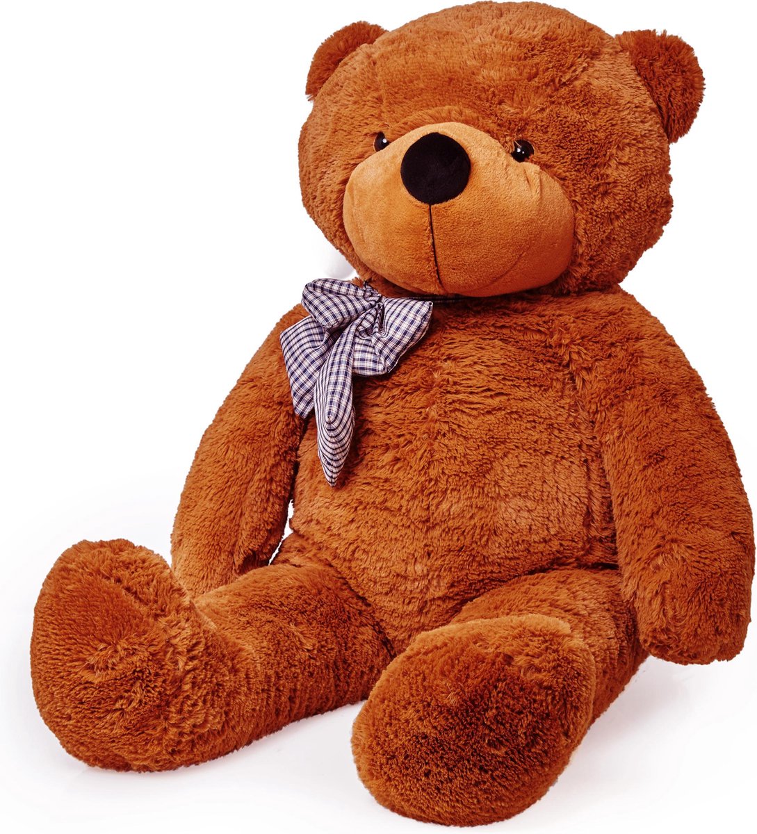Lumaland - Reuze XXL Teddybeer - pluche knuffelbeer met knopogen - 120 cm -  Bruin | bol.com