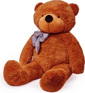 Lumaland - Reuze XXL Teddybeer - pluche knuffelbeer met knopogen - 120 cm - Bruin