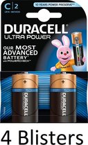 8 Stuks (4 Blisters a 2 st) Duracell Ultra Power C Batterijen - Alkaline