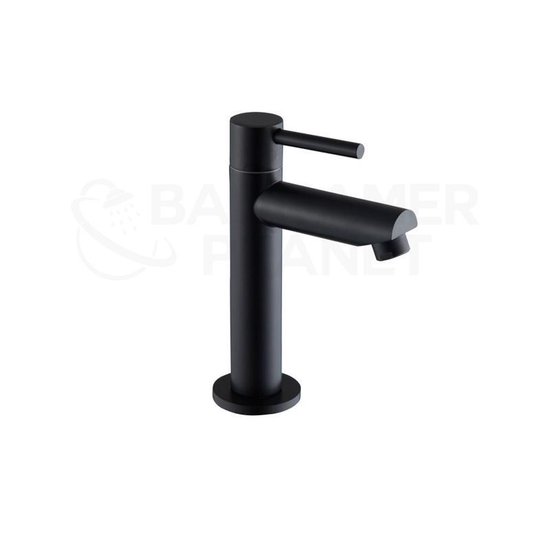 NATUURSTEEN FONTEINSET MET KRAAN, AFVOER EN SIFON MAT ZWART SOVANA 30X30X10 CM