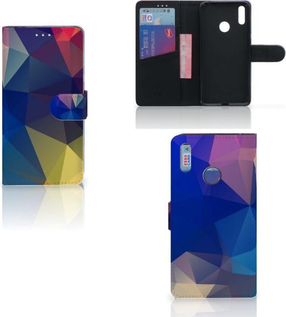 Huawei Y7 (2019) Book Case Polygon Dark