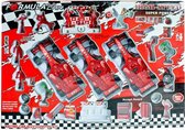 Formula 1 Car - Speelset - 3x Racewagen met frictie - 27 x 11 x 7 cm (lxbxh) + Accessoires