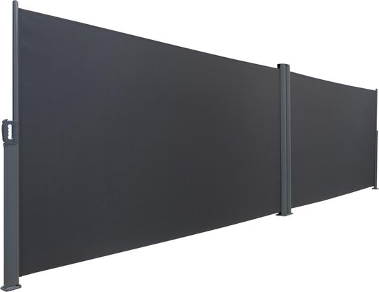 Instrueren dun Detective luxe Fikszo oprolbare antraciet windscherm 6 meter of 2 x 3meter in een  hoek plaatsbaar | bol.com