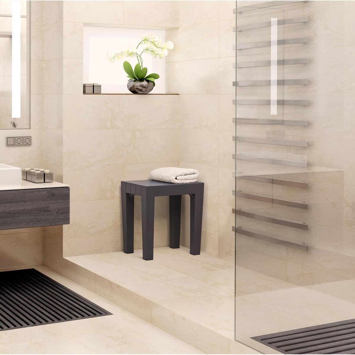 Badkamer kruk / douchekruk bruin