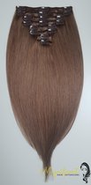 Clip-in Hairextensions "Chestnut Brown" 100 % echt haar 50 cm 100 gram