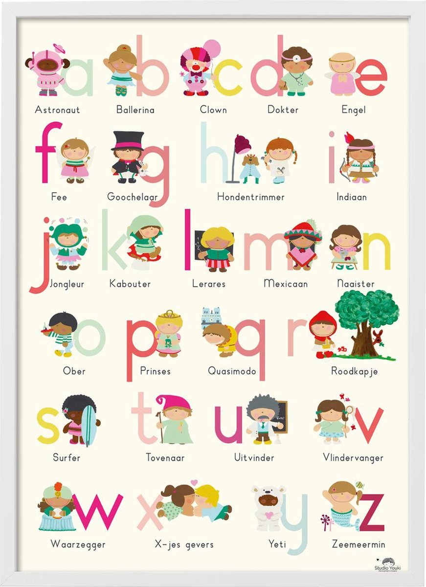 Affiche ABC Alphabet néerlandais pour chambre d'enfant 30x40 cm