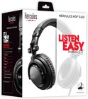 Kartonnen verpakking van Hercules HDP DJ45 koptelefoon, met afbeelding van de koptelefoon en tekst 'LISTEN EASY'.