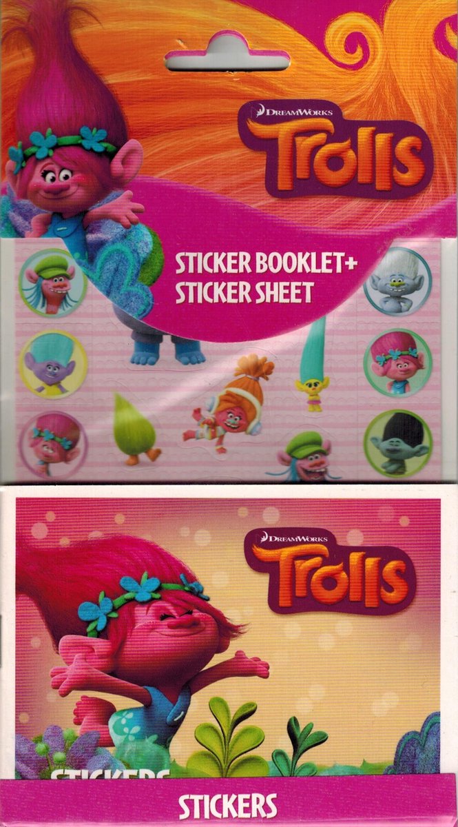 Dreamworks Trolls Stickervel + Stickerboekje Trolls