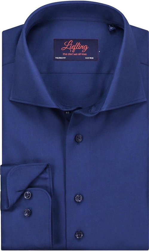 Liefling Heren Overhemd Navy Blauw Poplin Cutaway Tailored Fit - 41 |  bol.com