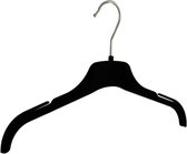 De Kledinghanger Gigant - 10 x Blouse / shirthanger kunststof velours zwart met rokinkepingen, 38 cm
