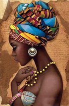 Afrikaanse Vrouw Schilderen op Nummer Volwassenen & Kinderen met Frame – Paint By Number met Canvas Schildersdoek 40x50 & Acrylverf