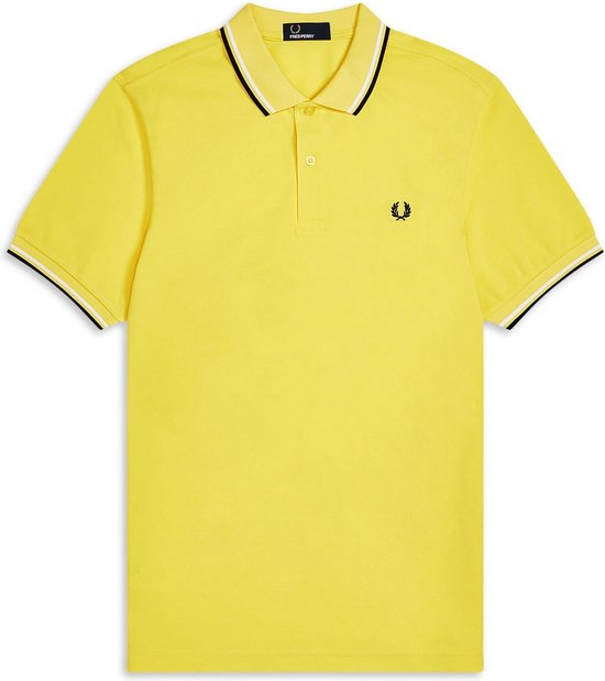 Fred Perry Poloshirt - Maat S  - Mannen - geel/zwart/wit