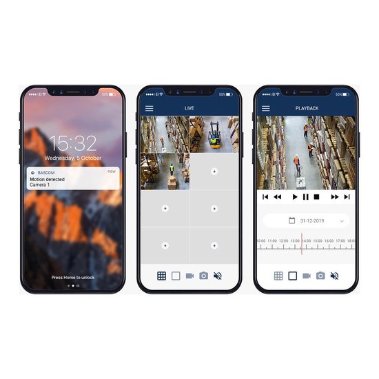 Bascom® camerasysteem met 4 beveiligingscamera’s en een recorder - Full ...