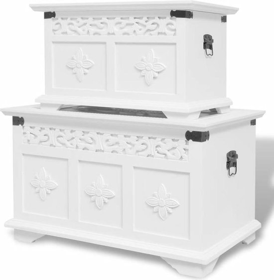 vidaXL Coffre de rangement - Caisses de rangement - Opbergbox - Boîtes de rangement - Ensemble de Caisses de rangement Blanc 2 pcs