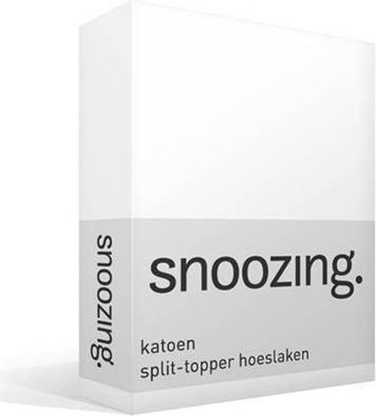 Snoozing  - Katoen - Split-topper - Hoeslaken - Lits-jumeaux - 200x210/220 cm - Wit