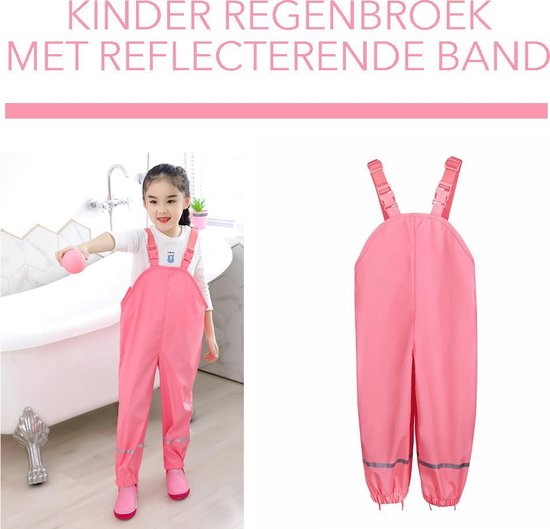 Waterdichte broek voor kinderen. Regenkleding, regenbroek. Roze met  reflecterende... | bol.com