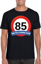 Verkeersbord 85 jaar t-shirt zwart heren XL