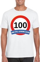 Verkeersbord 100 jaar t-shirt wit heren 2XL