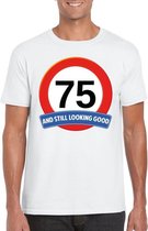 75 jaar and still looking good t-shirt wit - heren - verjaardag shirts M