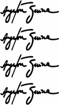 Zwarte handtekening stikkers van Ayrton Senna - Signature racing legend - F1 racer sign - 4,2 x 10,7 cm - aut141